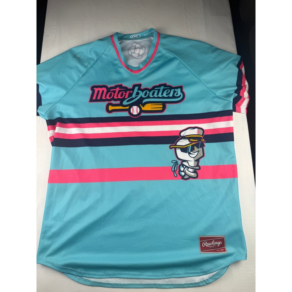Rawlings Baseball Jersey Lot of 2 XL Teal Motorboaters Special Edition #23